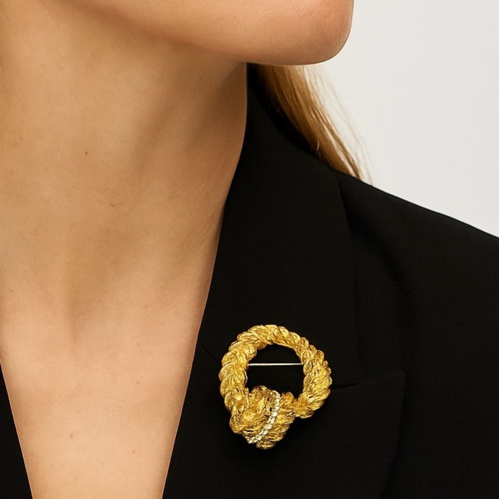 Rare Vintage Christian Dior Statement Brooch Pin - Gold-Tone Couture